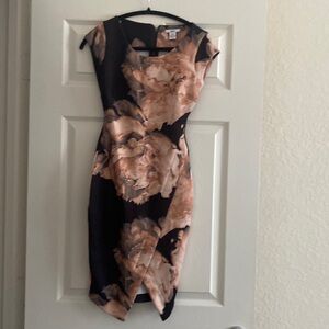 Black and floral midi formal dress. Size XS. Brand Bar lll. Worn once.